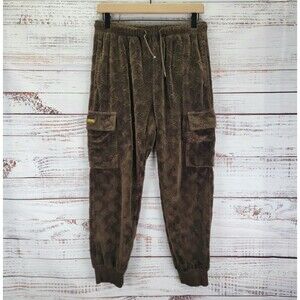 Maison Article Embossed Velour Cargo Pants Men's S Brown Hip Hop Streetwear